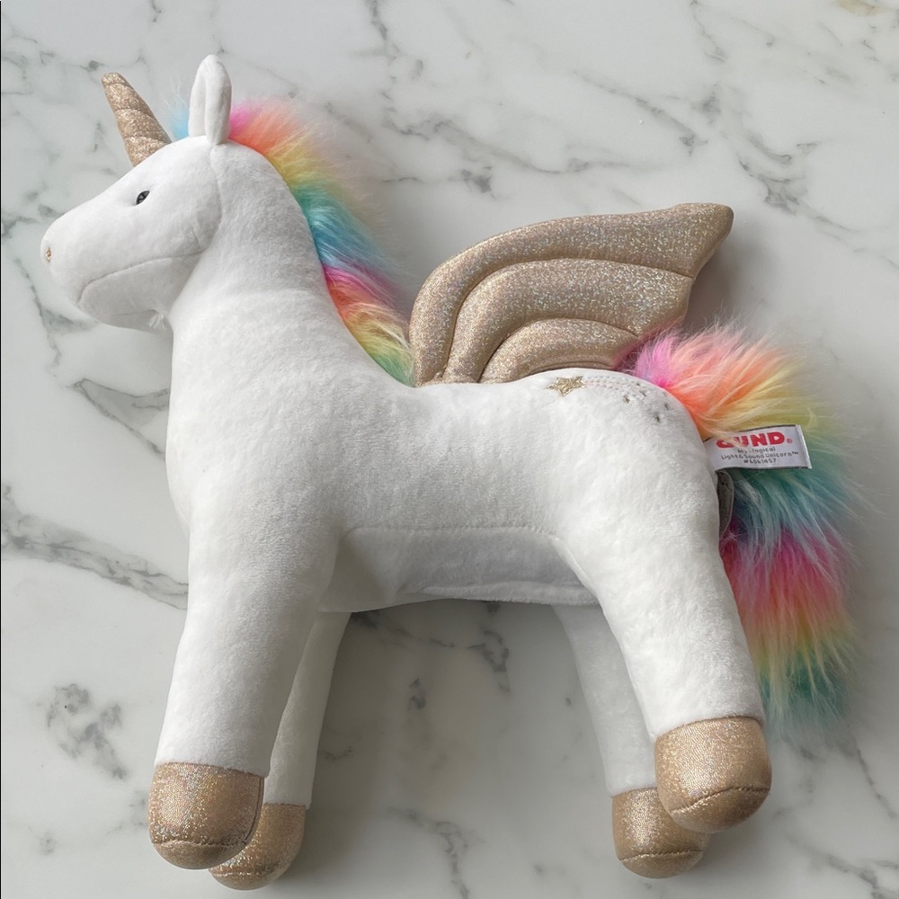 Gund White and Gold My Magical Unicorn toy with Rainbow Mane